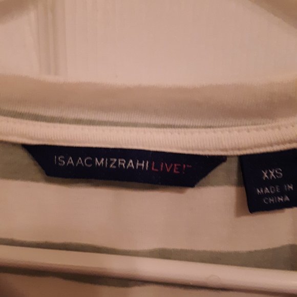 SALE Isaac Mizrahi sage green stripe top xxs - Picture 2 of 5